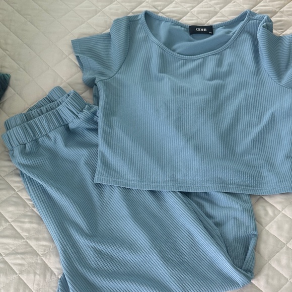 Cider Sky Blue Ribbed Pant & Top - Picture 4 of 5